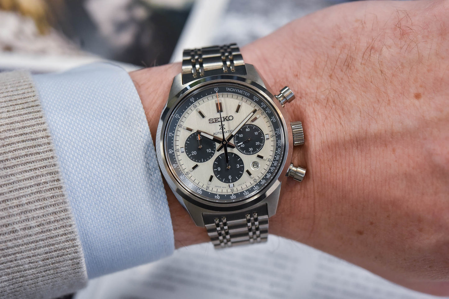 Seiko Prospex Speedtimer 1972 Chrono Reissue Men's Stainless Steel Watch SRQ047J1 Panda