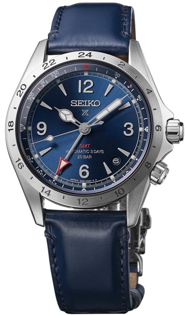 Seiko Japan Made Prospex Alpinist GMT Blue Men's Leather Strap Watch SPB377J1