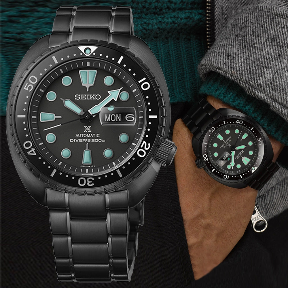 Seiko Prospex Black Series Night Vision King Turtle Diver's Men's Watch SRPK43K1