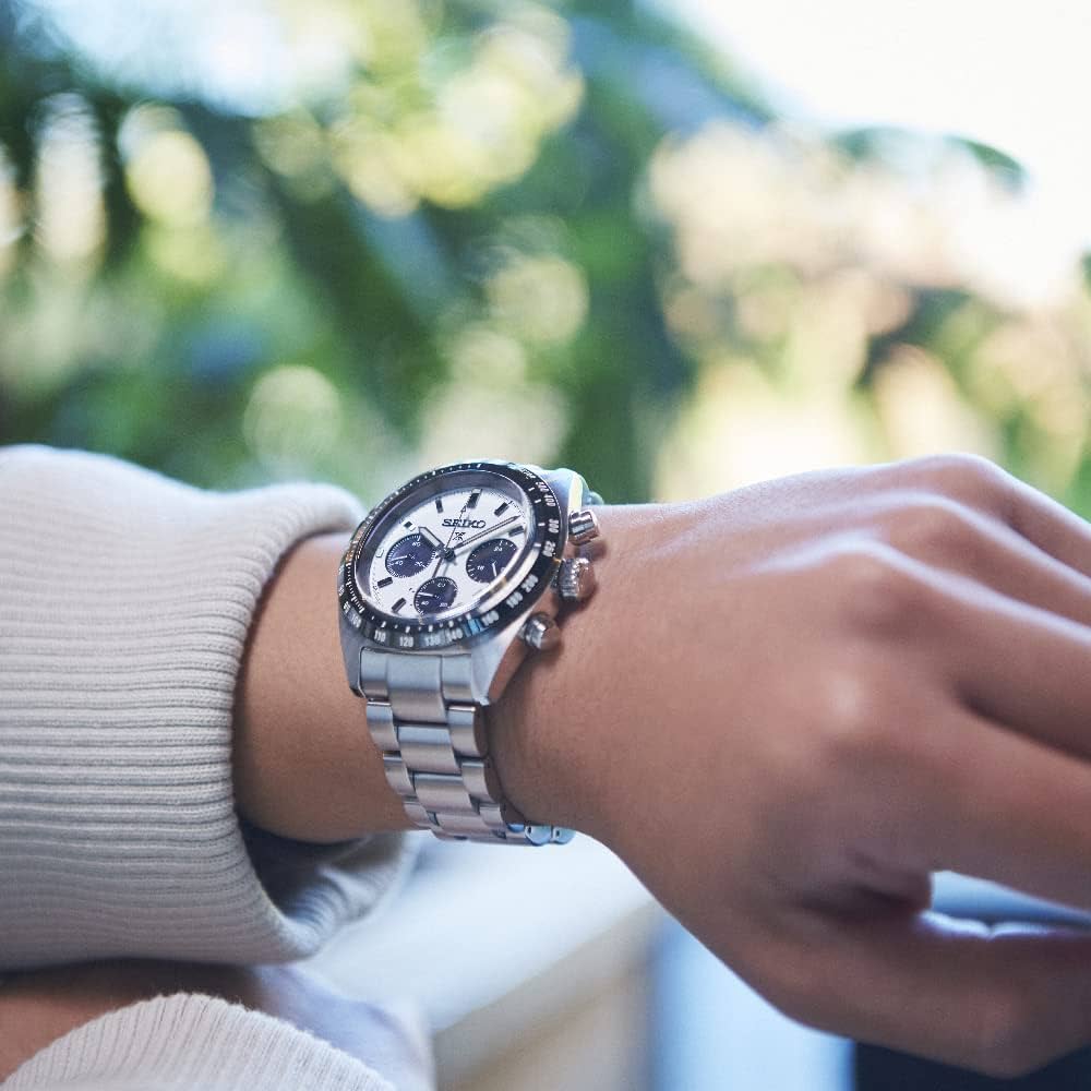 Seiko Prospex Solar Men's Stainless Steel Speedtimer Chrono Watch SSC813P1 White Panda