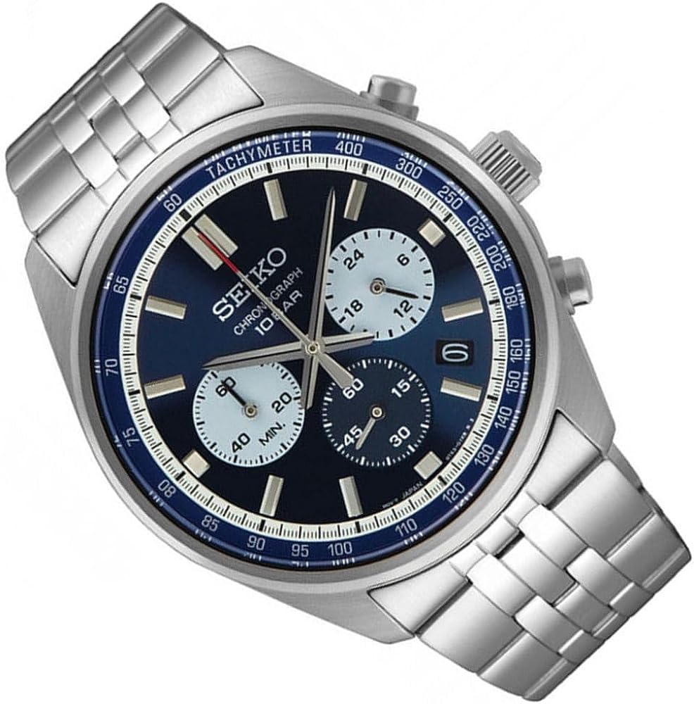 Seiko Chronograph Classic Men's Stainless Steel Watch SSB427P1 Blue