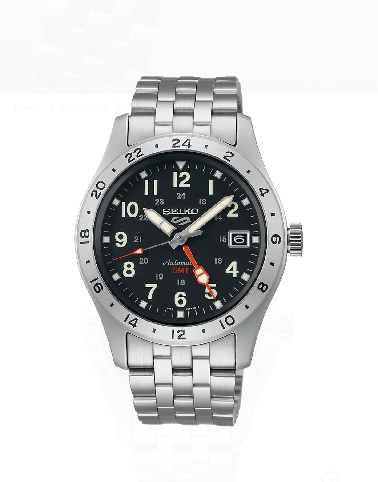 Seiko 5 Sports 100M GMT Style Black Dial Automatic Watch SSK023K1