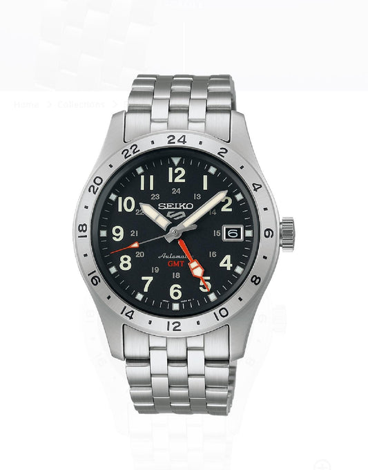 Seiko 5 Sports 100M GMT Style Black Dial Automatic Watch SSK023K1