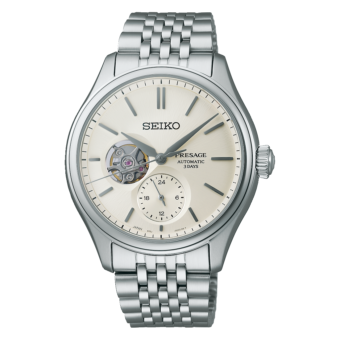 Seiko Presage Shiroiro Classic Series Stainless Steel Open Heart Men's Watch SPB469J1