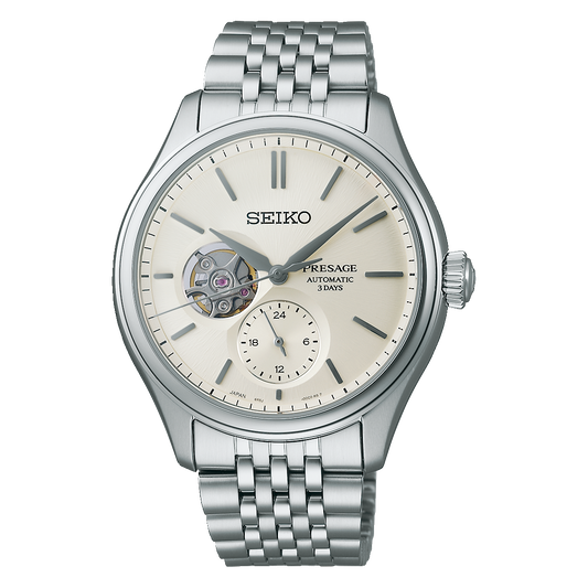 Seiko Presage Shiroiro Classic Series Stainless Steel Open Heart Men's Watch SPB469J1