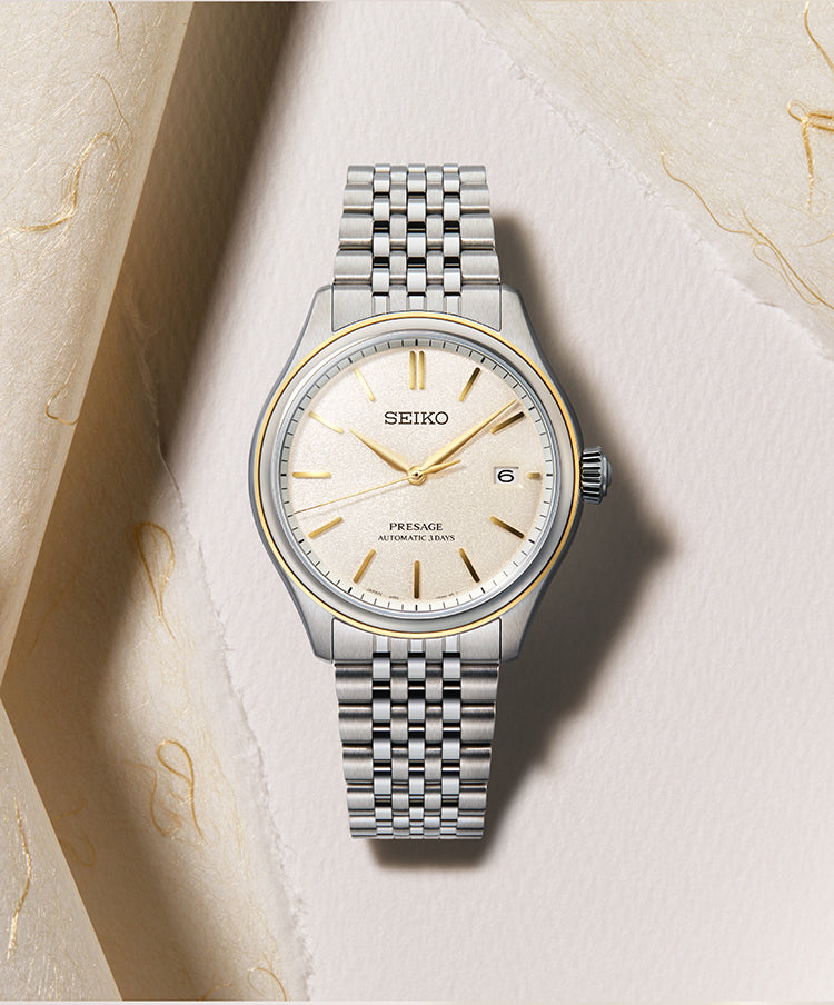 Seiko Presage Shiroiro Classic Series 2-Tone Gold Plated Stainless Steel Men's Watch SPB478J1