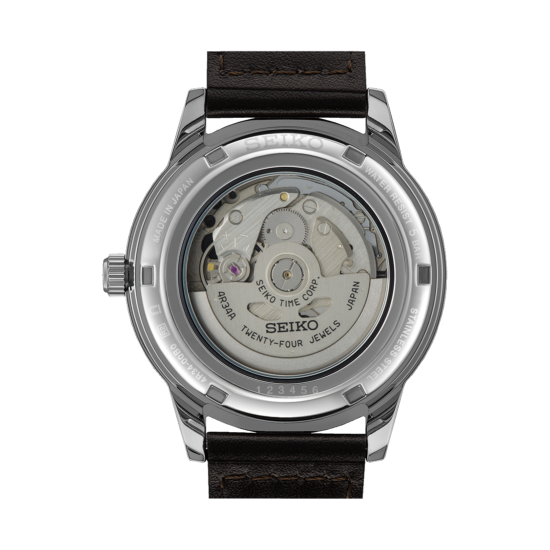 Seiko Presage Style 60 Fume Grey Dial GMT Men's Dark Brown Leather Strap Watch SSK013J1