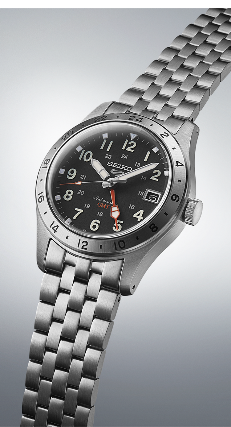 Seiko 5 Sports 100M GMT Style Black Dial Automatic Watch SSK023K1