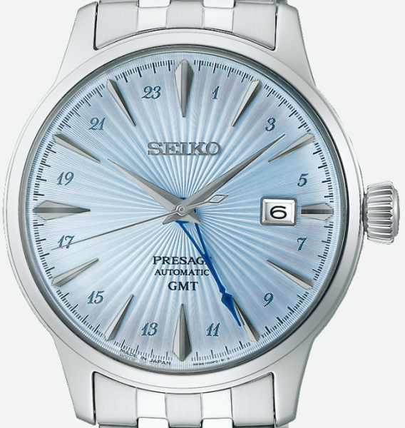 Seiko Japan Made Presage GMT Cocktail Sky Diving Men's Stainless Steel Watch SSK037J1