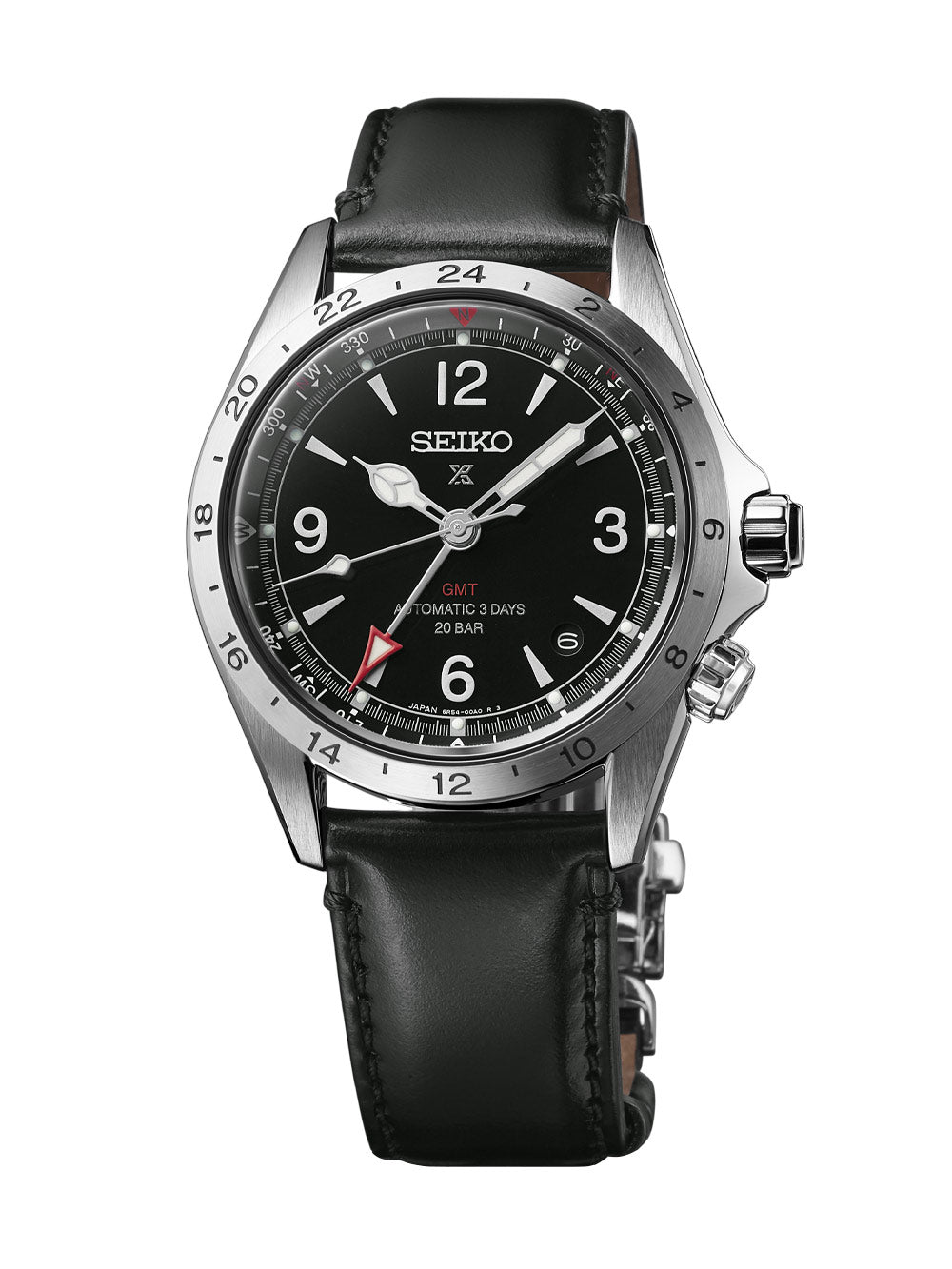 Seiko Japan Made Prospex Alpinist GMT Black Men's Leather Strap Watch SPB379J1