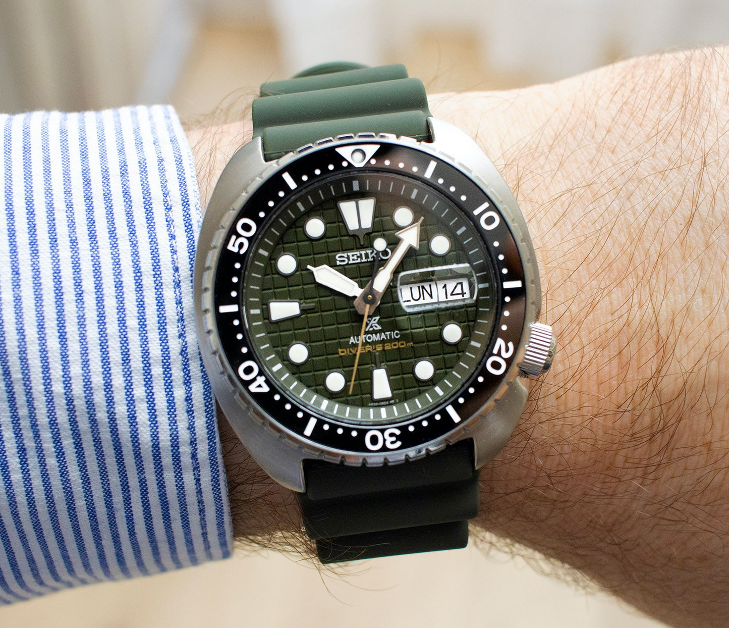 Seiko Prospex King Turtle Green Dial Diver's Men's Rubber Strap Watch SRPE05K1