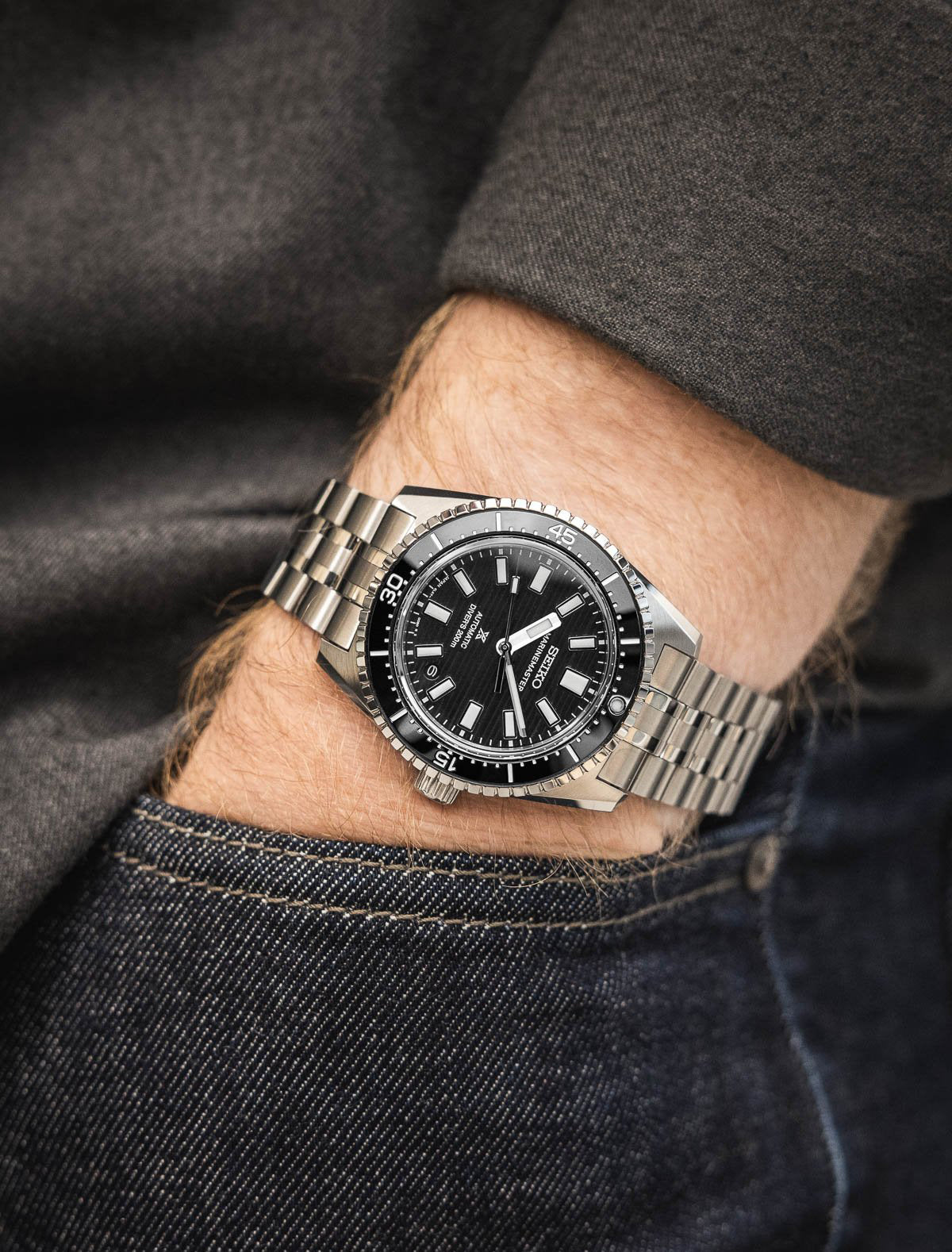 Seiko 62MAS Prospex Black Dark Water Marinemaster Men's Stainless Steel Watch SJE101J1