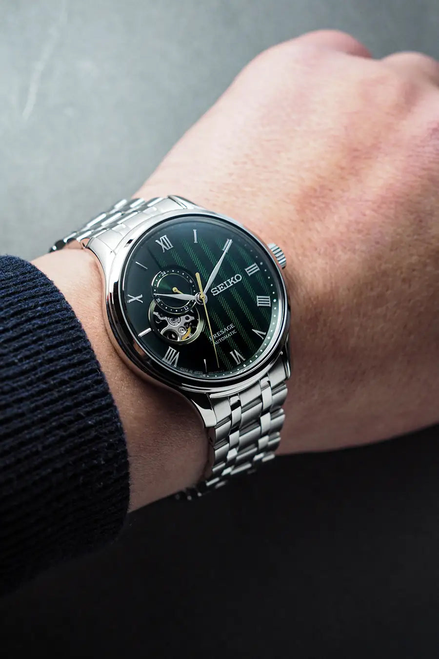 Seiko Presage Japanese Zen Gardens Fern Green Open Heart Men's Watch SSA463J1