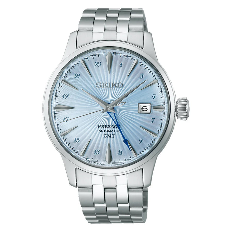 Seiko Japan Made Presage GMT Cocktail Sky Diving Men's Stainless Steel Watch SSK037J1