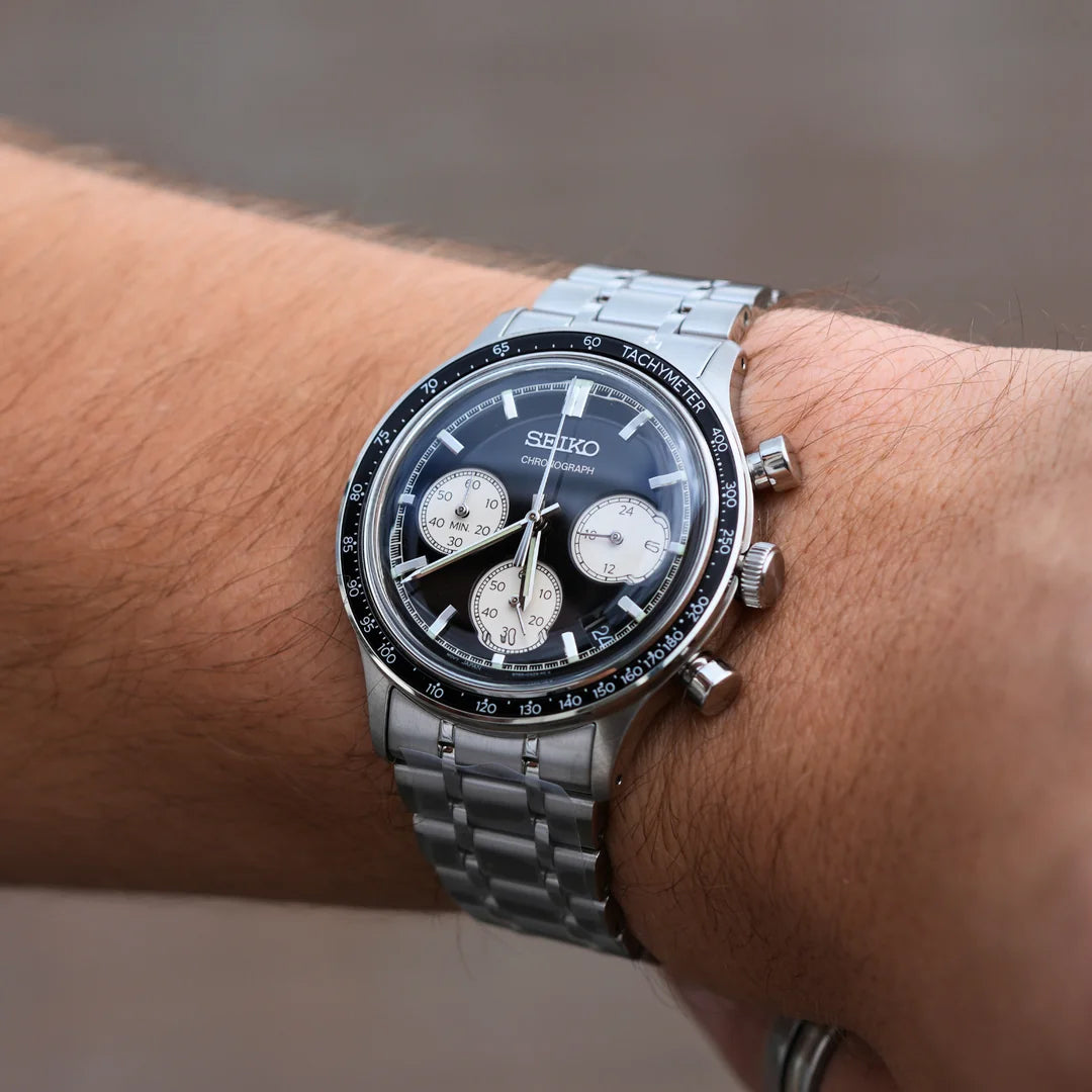 Seiko Chronograph Classic Men's Stainless Steel Watch SSB479P1 Reverse Panda