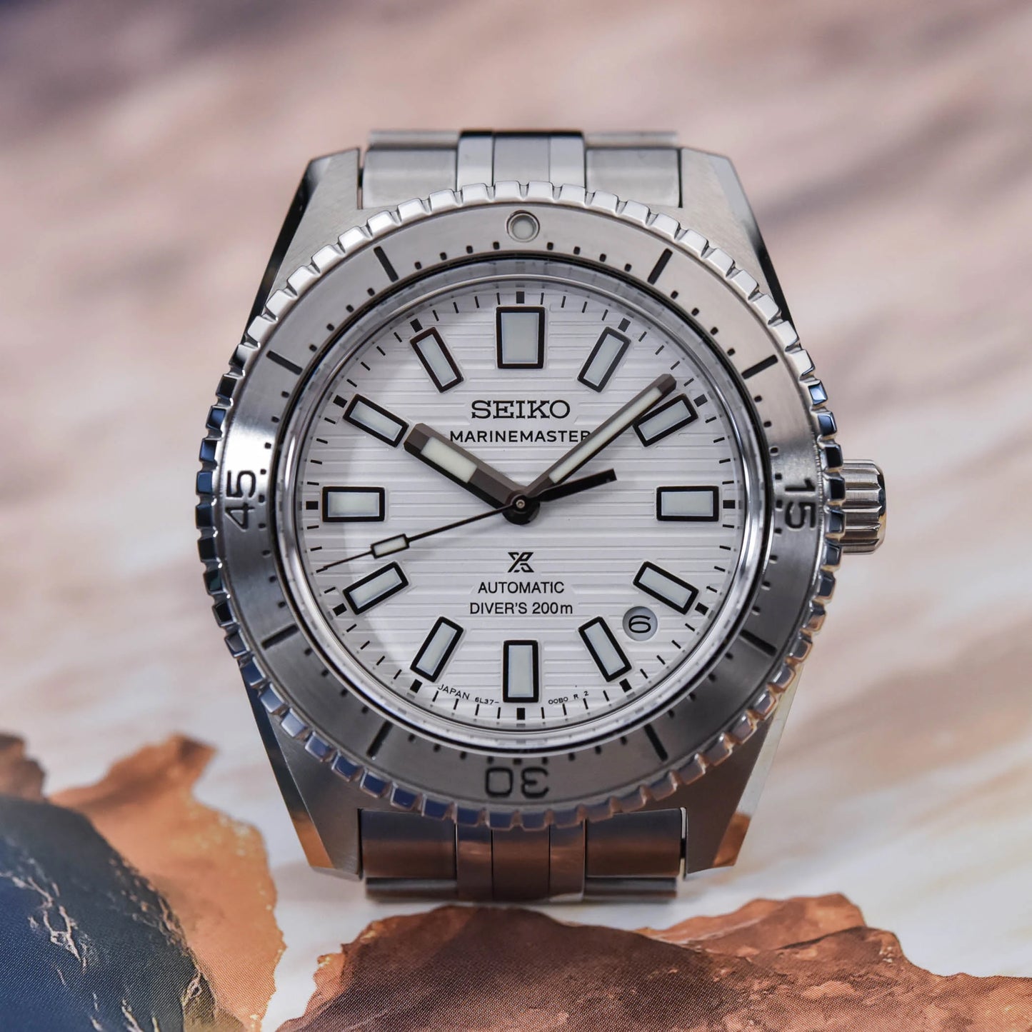 Seiko 62MAS Prospex LE White High Water Marinemaster Men's Stainless Steel Watch SJE097J1