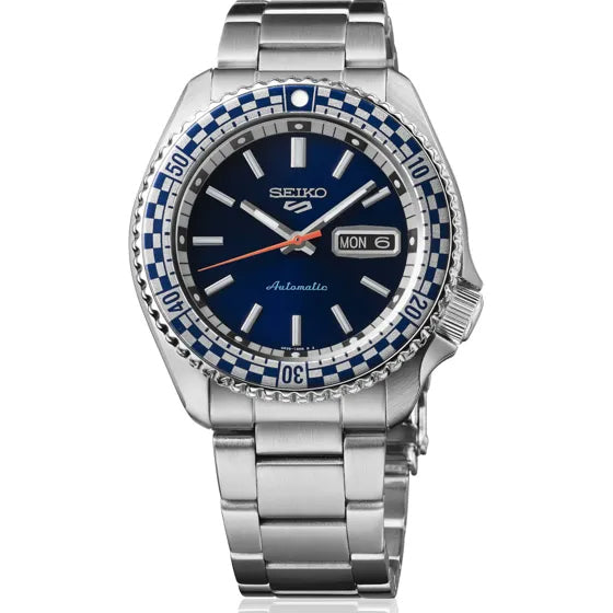 Seiko 5 100M X Petrol Blue Checkered Flag Timer Special Edition Automatic Watch SRPK65K1