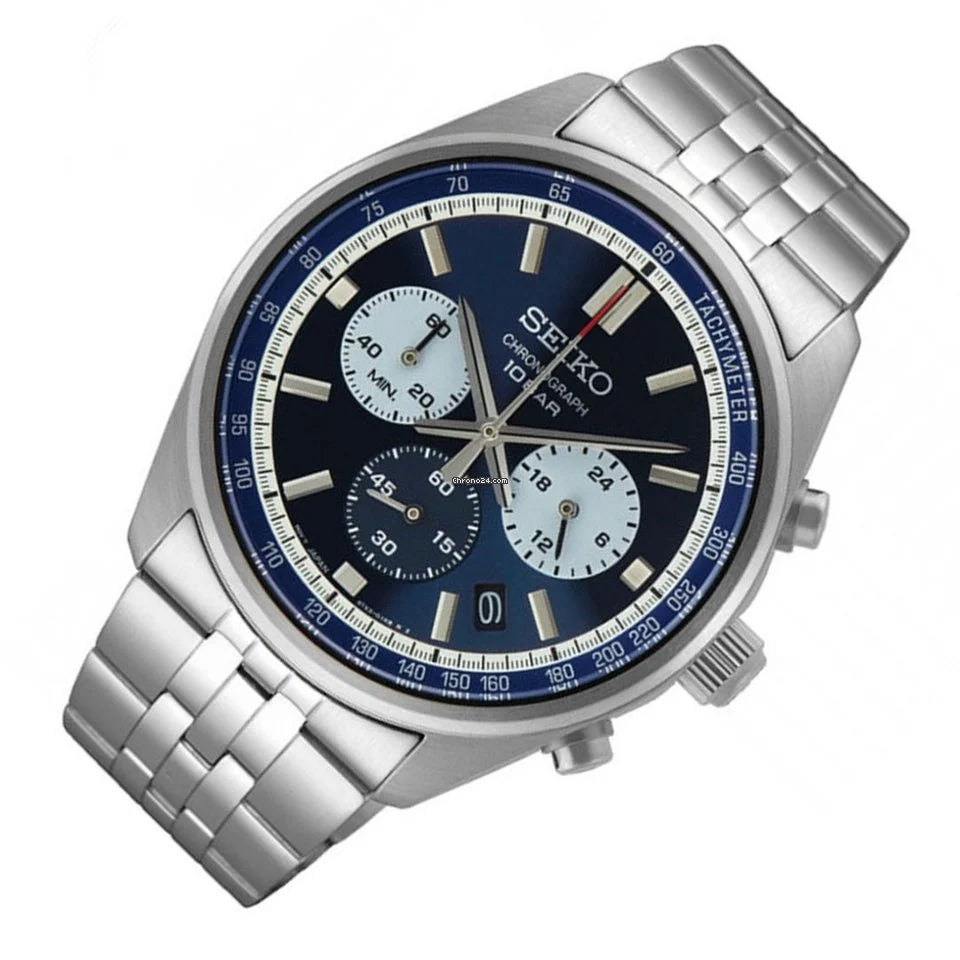 Seiko Chronograph Classic Men's Stainless Steel Watch SSB427P1 Blue