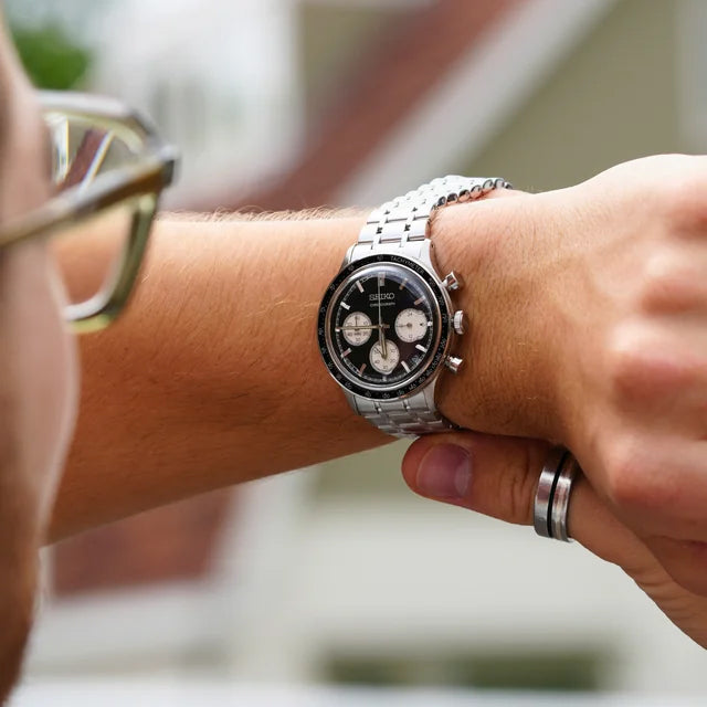 Seiko Chronograph Classic Men's Stainless Steel Watch SSB479P1 Reverse Panda