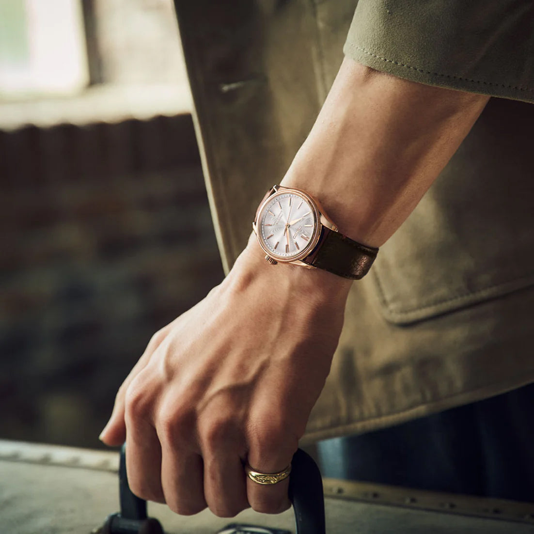 Seiko Presage "Tomioka Silk Promotion Organization" LE Classic Series Rose Gold Plated Mid Size Men's Leather Strap Watch HCC008J1