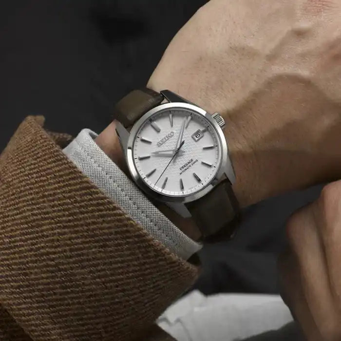 Seiko LE Presage Laurel Sharp Edged Series Men's Leather Strap Watch SPB413J1