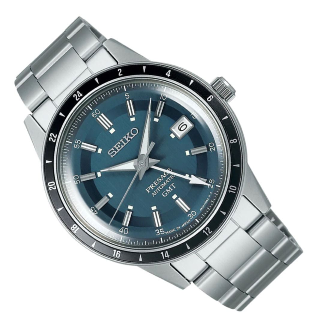 Seiko Presage Style 60 Teal Green Dial GMT Men's Stainless Steel Strap Watch SSK009J1