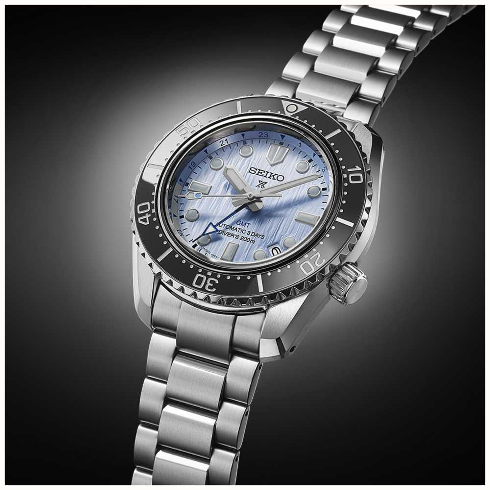 Seiko 1968 Japan Made GMT Baby Marinemaster 110th WM Anniv LE Glacier Blue 200M Men's Diver's Watch SPB385J1