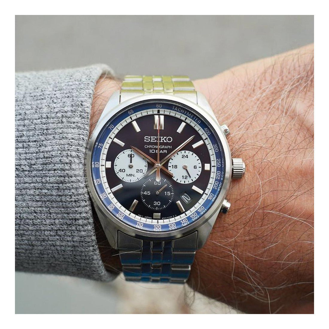 Seiko Chronograph Classic Men's Stainless Steel Watch SSB427P1 Blue