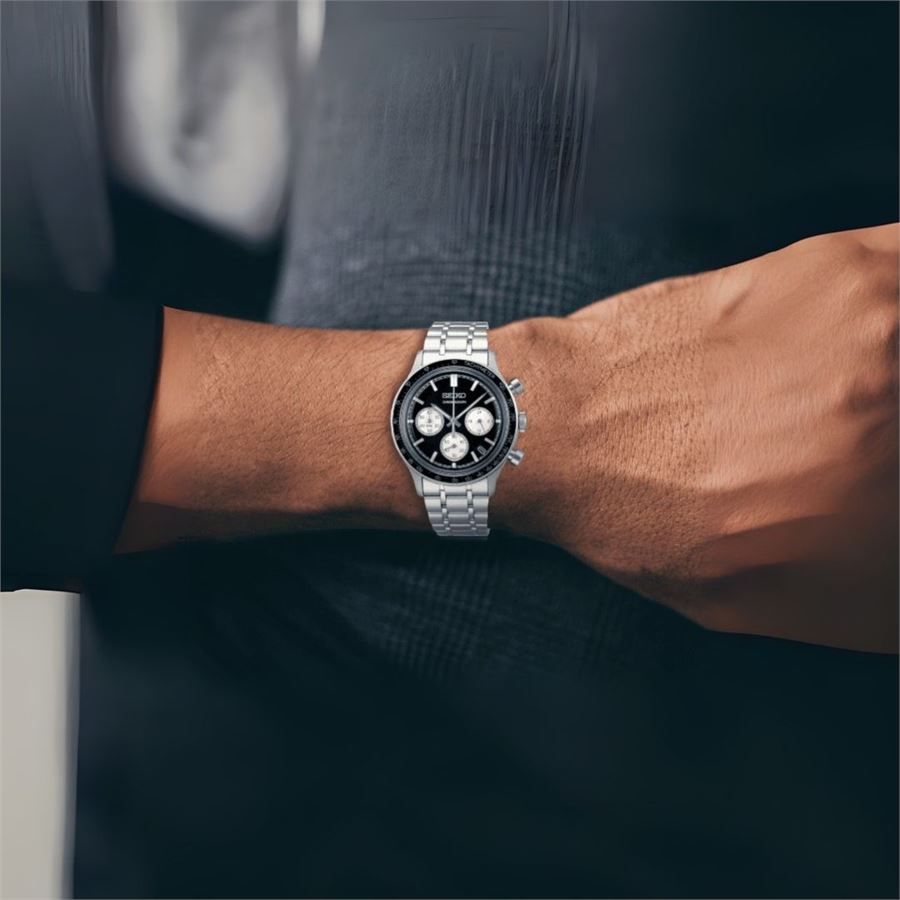 Seiko Chronograph Classic Men's Stainless Steel Watch SSB479P1 Reverse Panda
