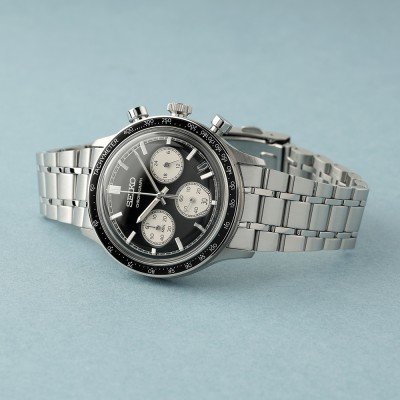 Seiko Chronograph Classic Men's Stainless Steel Watch SSB479P1 Reverse Panda