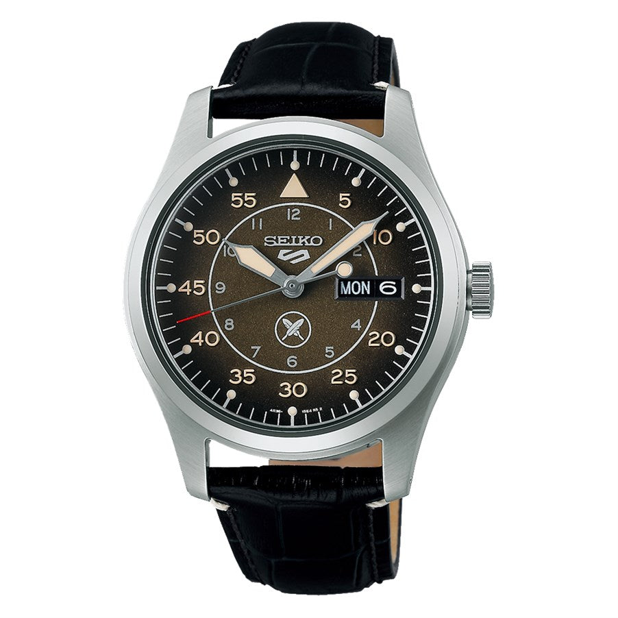 Seiko 5 100M Sports Flieger Suit Style Yuto Horigome LE Leather Strap Watch SRPL31K1