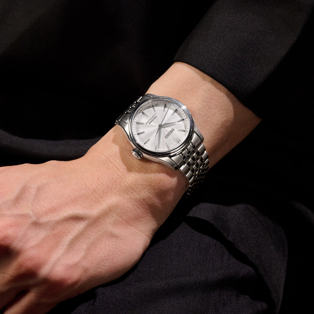Seiko Presage Shironeri White Classic Series Stainless Steel Boy Size Men's Watch HCC001J1