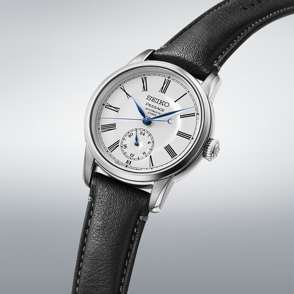 Seiko Presage Men's Watch Craftmanship Series Enamel White Dial Men's Leather Strap Watch SPB495J1