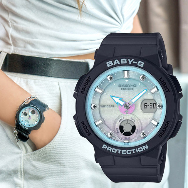 Casio Baby-G Beach Anadigi Traveler Series Blue Dial Black Watch BGA-250-1A2DR