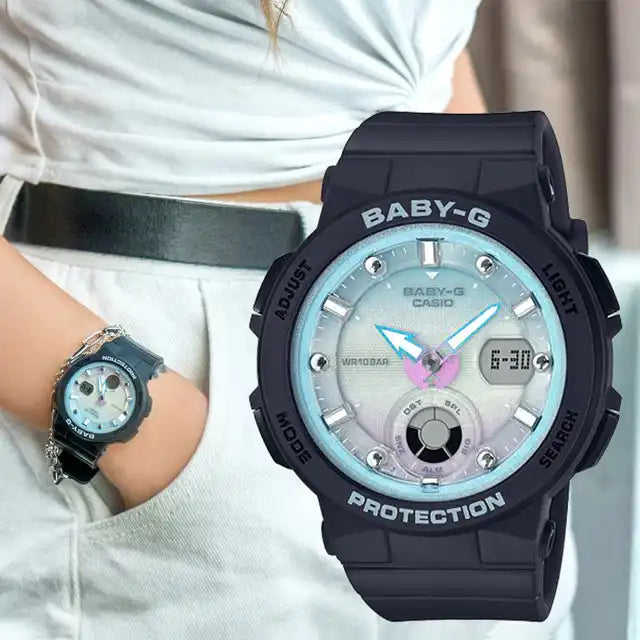 Casio Baby-G Beach Anadigi Traveler Series Blue Dial Black Watch BGA-250-1A2DR