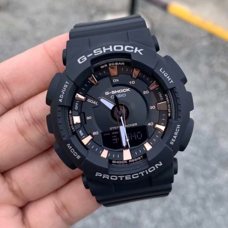 Casio G-Shock S Series Anadigi Black with Rose Gold Accents Ladies' Watch GMAS130PA-1ADR - Diligence1International