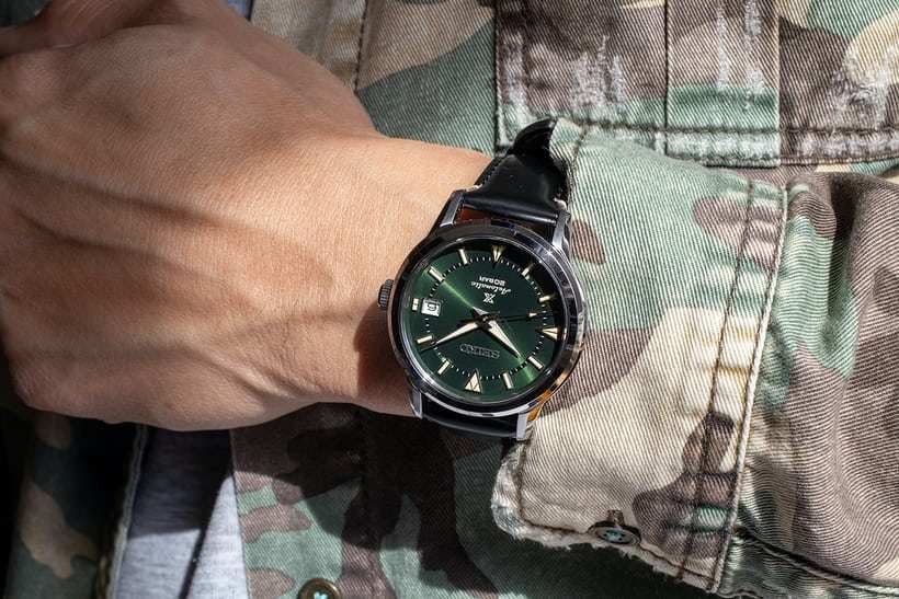 Seiko Japan Made Prospex 1959 Baby Alpinist Green Men's Leather Watch SPB245J1