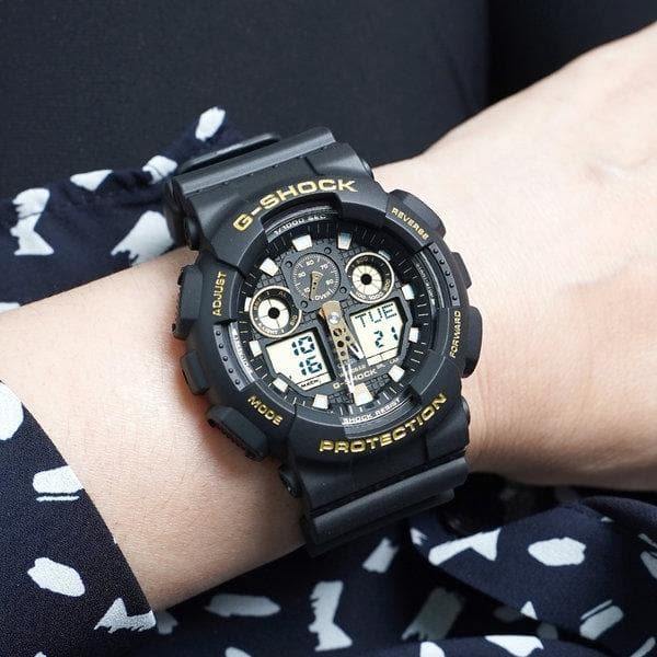 Casio G-Shock Analog-Digital Black x Gold Accents Watch GA100GBX-1A9DR - Diligence1International