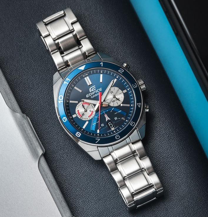 Casio Edifice Chronograph Blue Dial Men's Stainless Steel Watch EFV-590D-2AV - Diligence1International