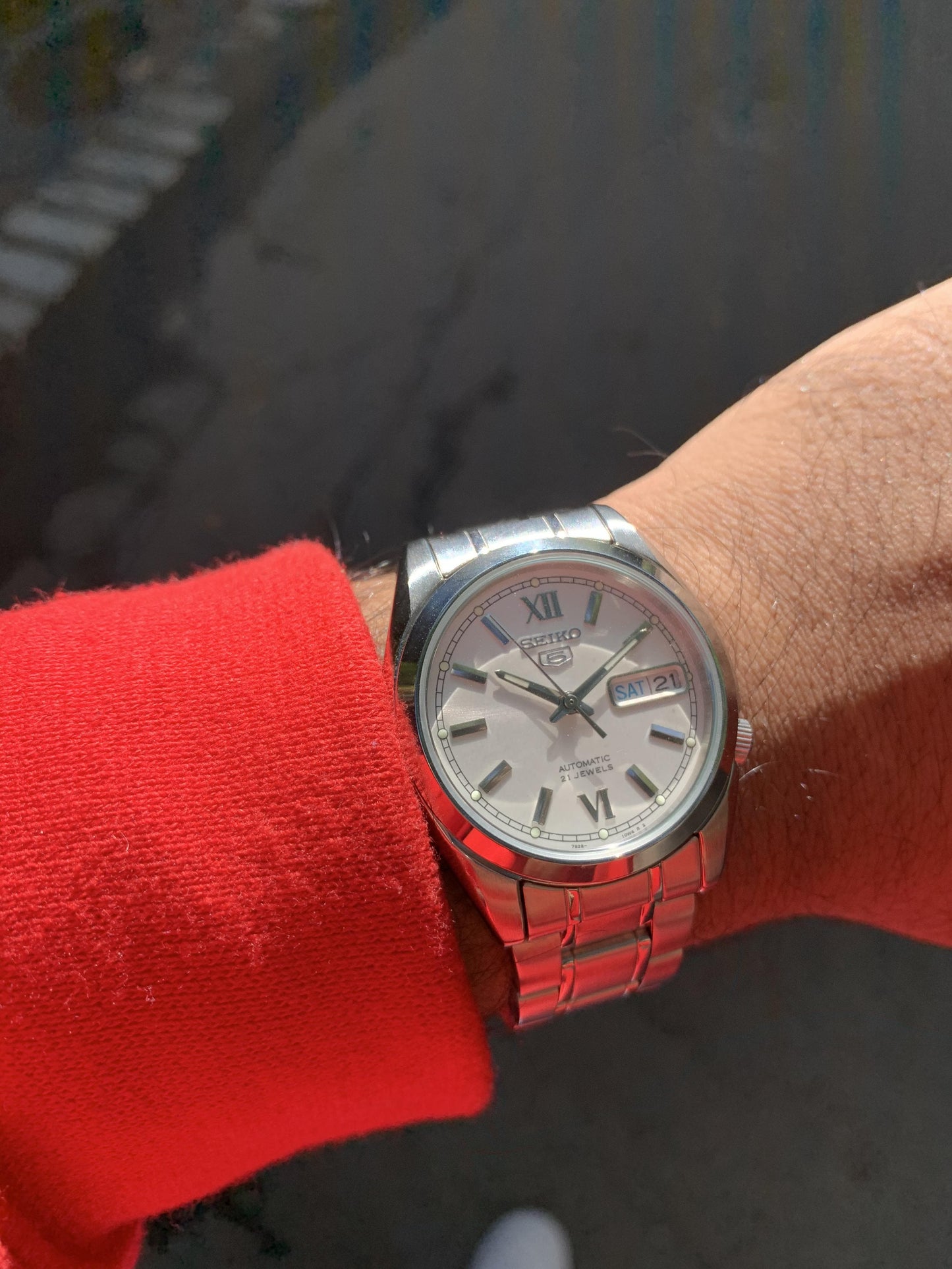 Seiko 5 Classic Silver Dial Couple's Stainless Steel Watch Set SNKL51K1+SYMK23K1 - Diligence1International