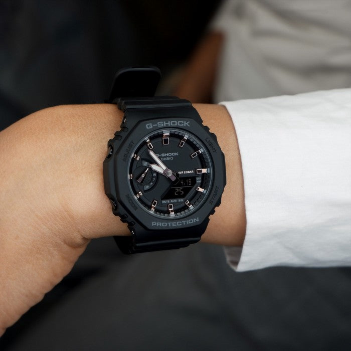 Casio G-Shock Carbon Core Guard Black x Rose Gold Accents AP CasiOak Ladies' Watch GMAS2100-1ADR