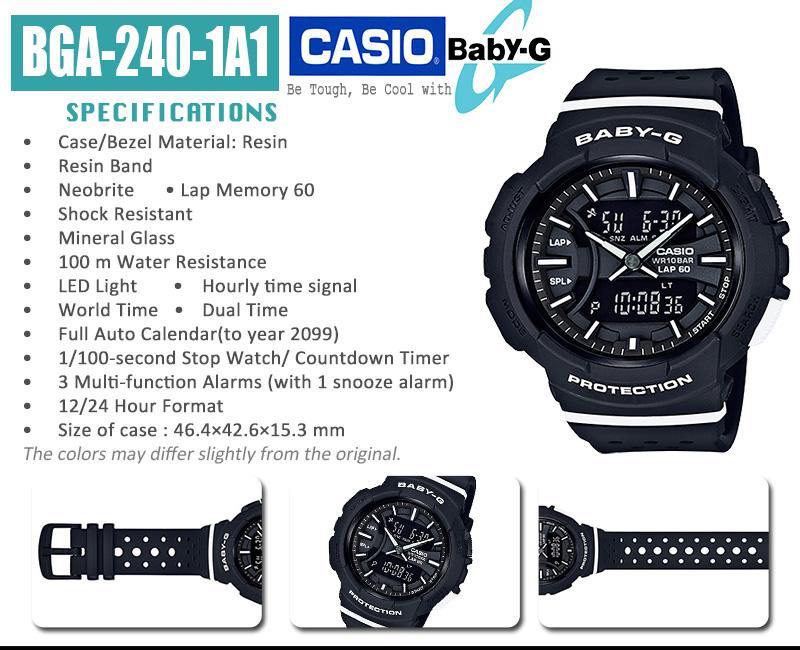 Casio Baby-G Standard Analog-Digital Black x White Accents Watch BGA240-1AD1R - Diligence1International