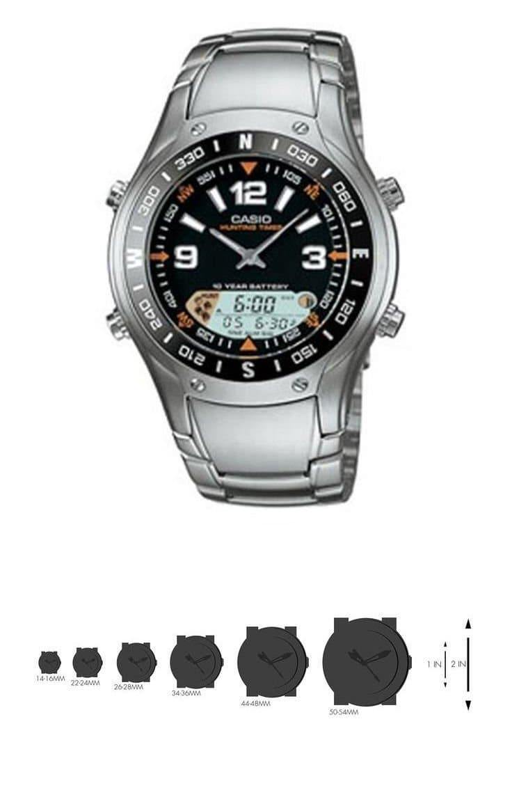 Casio Hunting Timer Moon Phase Anadigi Stainless Steel Watch AMW-701D-1AV - Diligence1International