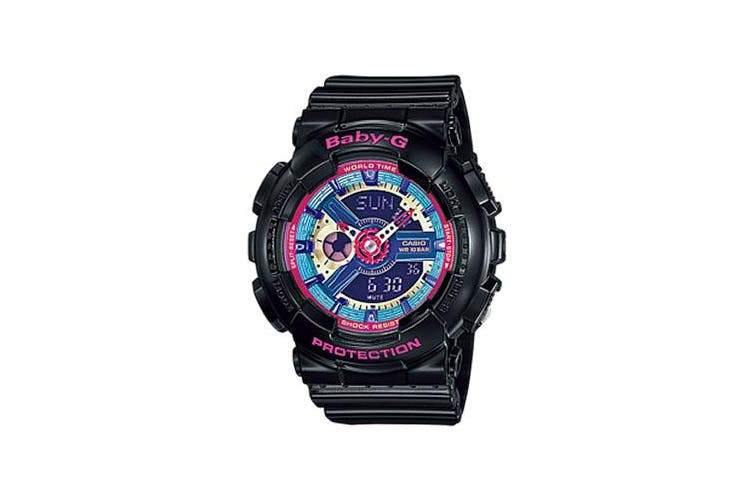 Casio Baby-G BA110 Series Anadigi Neon Color Black x Multicolor Dial Watch BA112-1ADR - Diligence1International