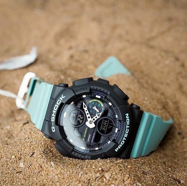 Casio G-Shock Sneaker S Series Analog-Digital Black x Teal Strap Ladies' Watch GMAS140-2ADR - Diligence1International