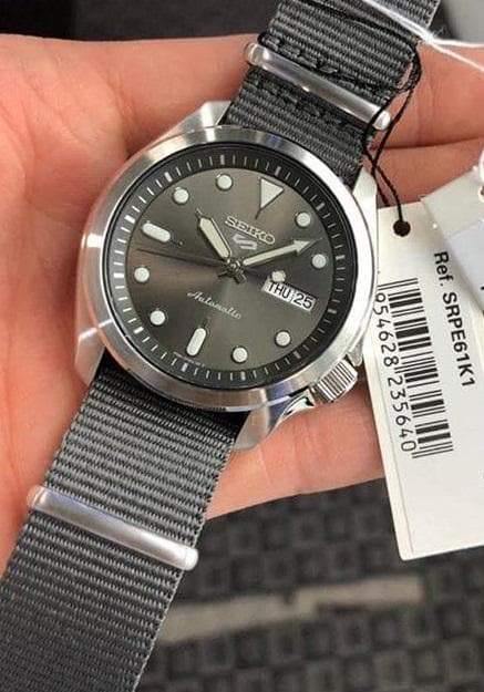 NEW Seiko 5 Sports 100M Automatic Men's Watch Rhodium Grey Nylon Strap SRPE61K1 - Diligence1International