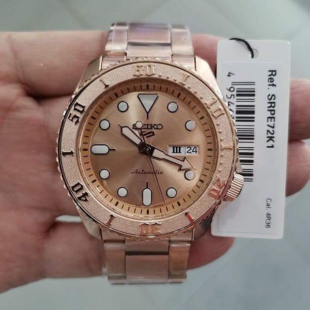 NEW Seiko 5 Sports 100M Automatic Men's Watch All Rose Gold Plated SRPE72K1 - Diligence1International