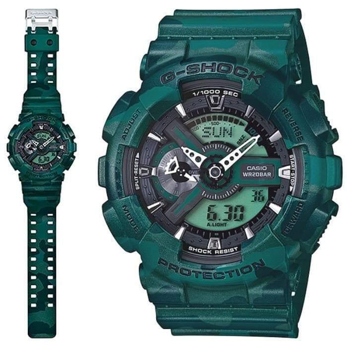 Casio G-Shock GA110 Series Military Green Camo Black Dial Watch GA110CM-3ADR - Diligence1International
