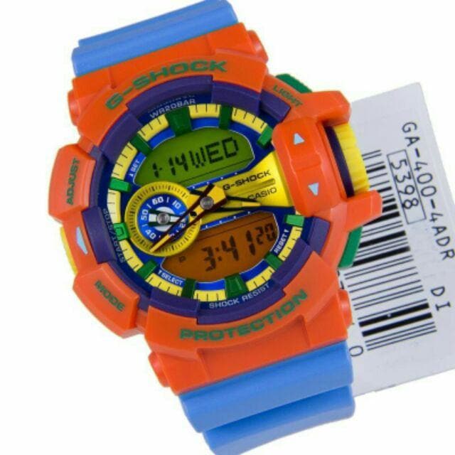 Casio G-Shock Dragon Ball Z Anadigi Hyper Colors Orange x Sky Blue x Green x Yellow Accents Watch GA400-4ADR - Diligence1International