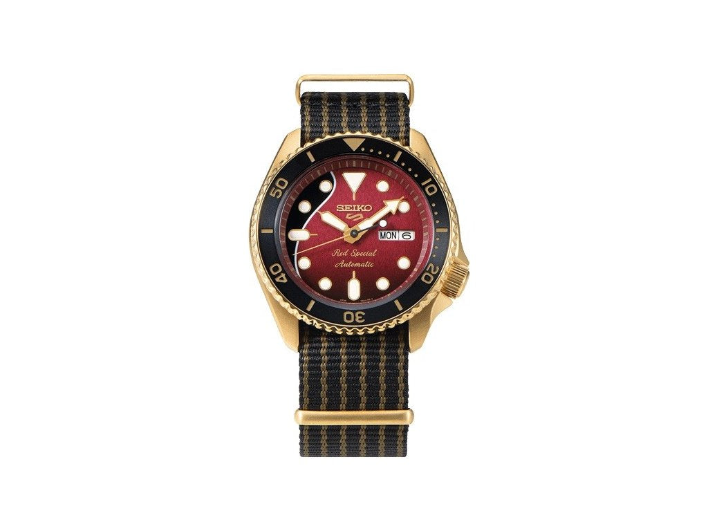 Seiko 5 Sports 100M LE Queen's Brian May Red Special II Men's Watch Nylon Strap SRPH80K1